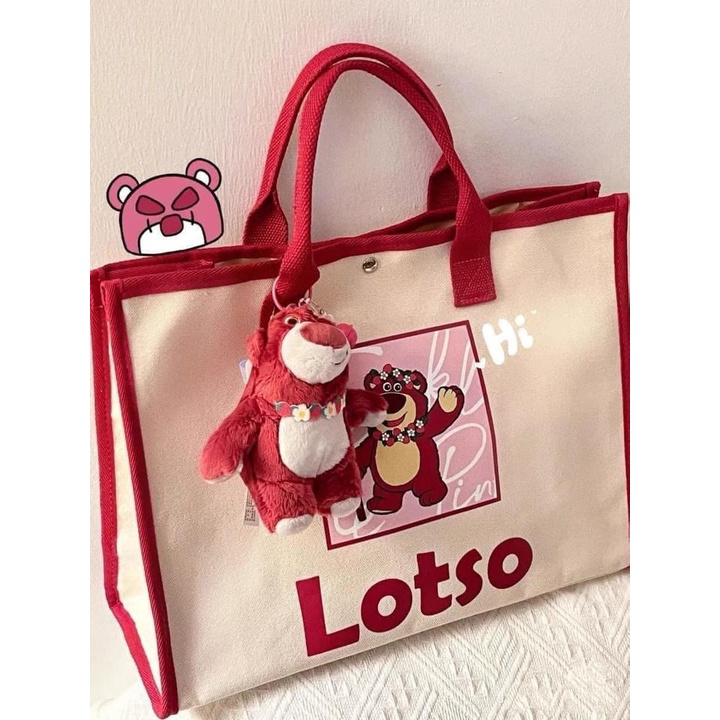 Túi xách nữ bản to gấu hồng Losto đeo chéo cầm tay hot trend 2022