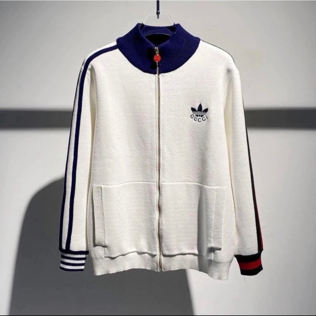 Áo Khoác Bomber Adidas Phối Gucci Logo Thêu Cực Đẹp - Áo Khoác Thể Thao Nam Nữ Adidas Phối Gucci Phong Cách Boy Phố
