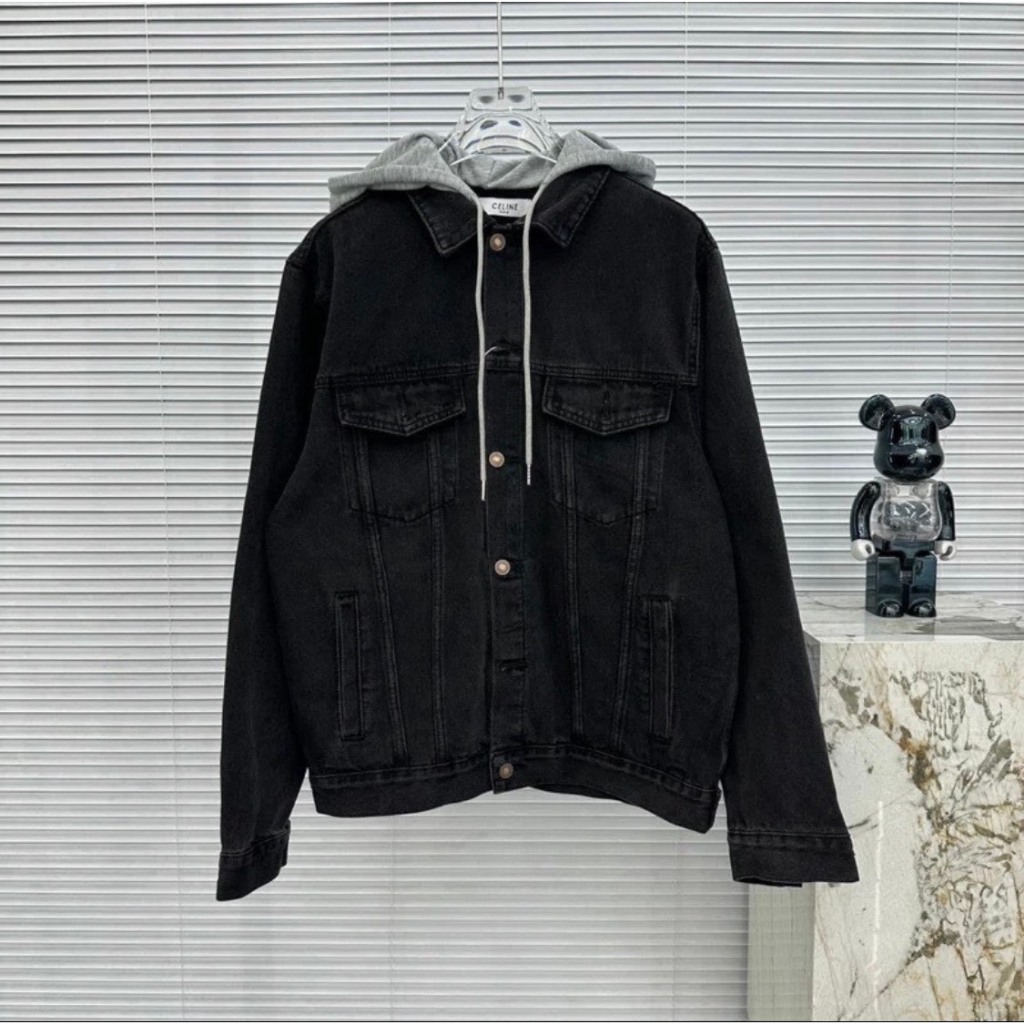 Áo Khoác Jean Bò Phối Nỉ Hottrend 2023 - Áo Khoác Jean Nam Nữ Phôi Nỉ In Chữ  Phong Cách Boy Phố Hottrend 2023