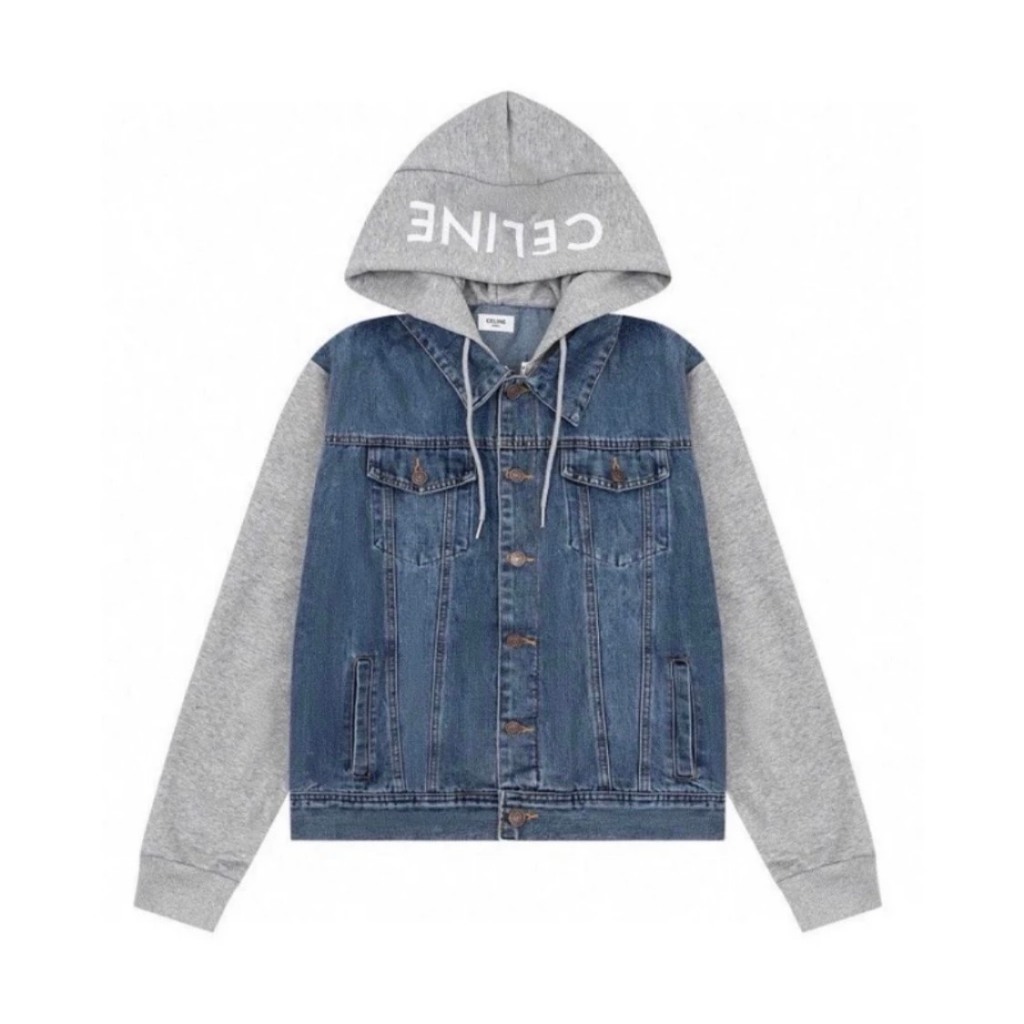 Áo Khoác Jean Bò Phối Nỉ Hottrend 2023 - Áo Khoác Jean Nam Nữ Phôi Nỉ In Chữ  Phong Cách Boy Phố Hottrend 2023