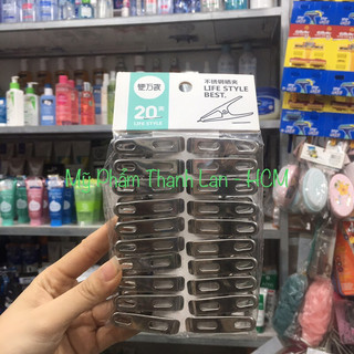 Combo 20 kẹp quần áo inox cao cấp phơi quần áo