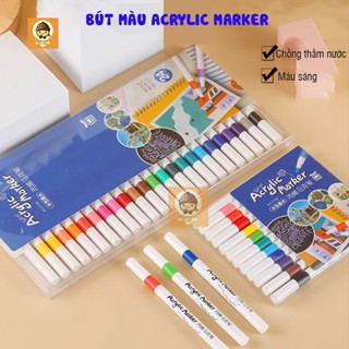  Bút màu Acrylic Marker 12 24 36 48 cao cấp màu sắc tươi sáng có thể vẽ lên mọi bề mặt - Bút lông màu 