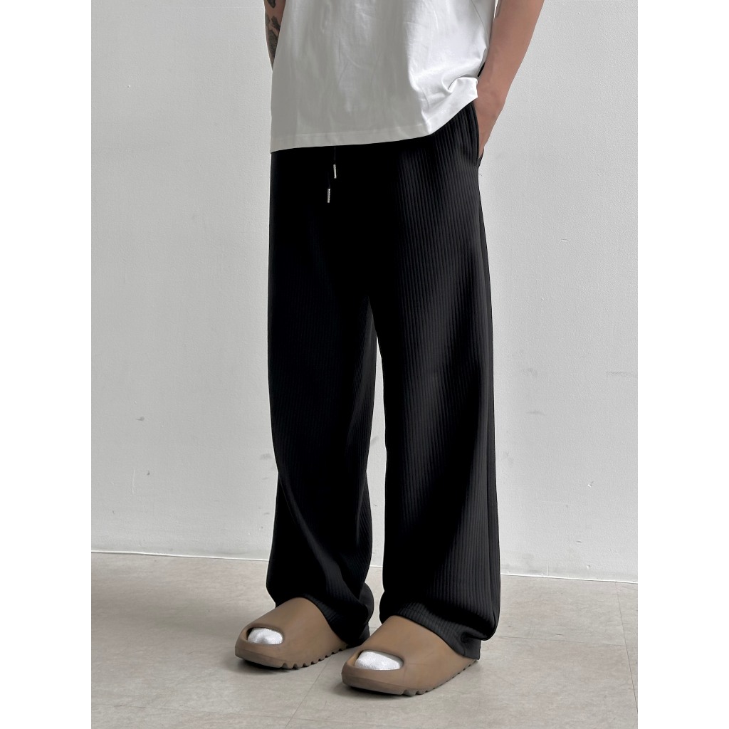 RIPOFFF Pleated Wide Leg Pants - Black