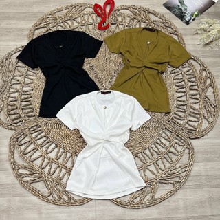 Áo thun soắn ngực tay ngắn