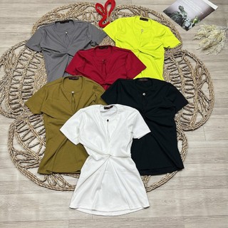 Áo thun soắn ngực tay ngắn