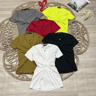 Áo thun soắn ngực tay ngắn