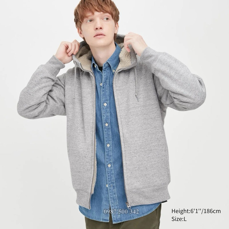 Áo hoodie zip Uni-qlo xuất dư