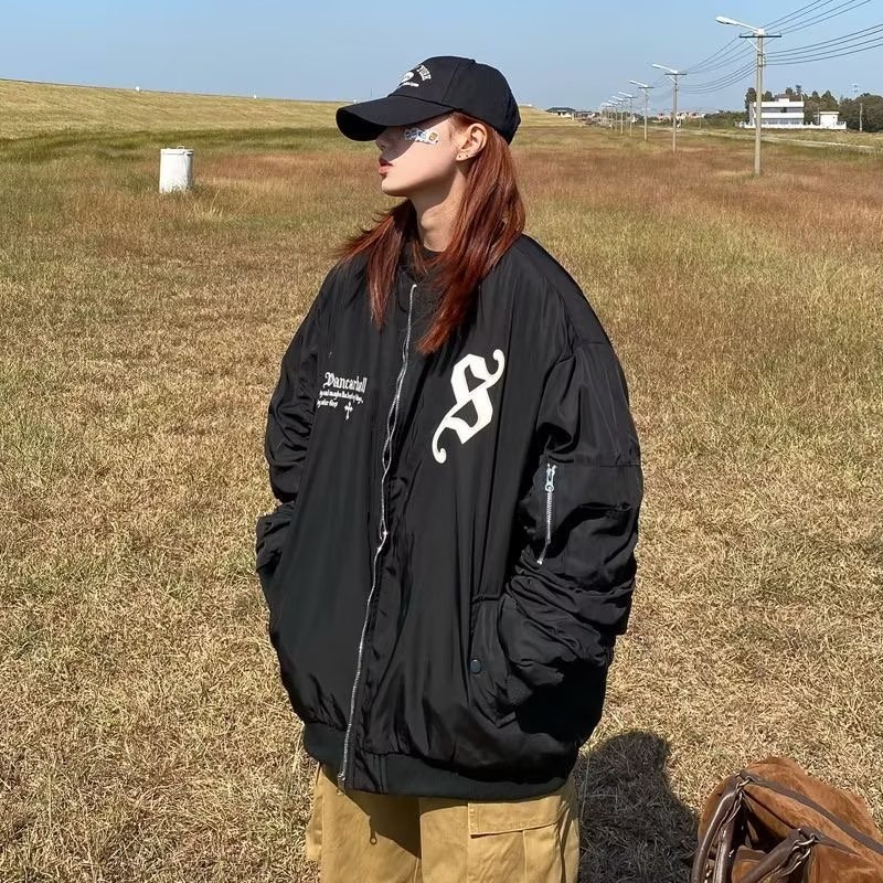 Áo khoác bomber nam nữ varsity jacket form rộng bóng chày unisex bigsize boxy tay nhúm lót dù dày dặn pilot Gin Store