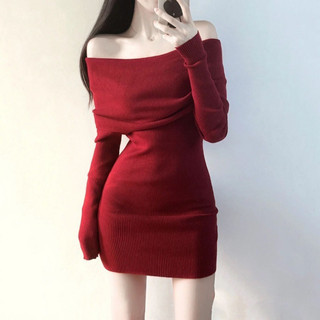 Đầm bẹt vai tay dài tết 2 đỏ rực rỡ tôn dáng