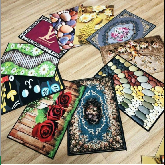 Thảm chùi chân kích thước 40x60cm đế Silicon trống trơn trượt hàng chính hãng Phòng Ngủ Xanh thấm hút tốt sang trọng