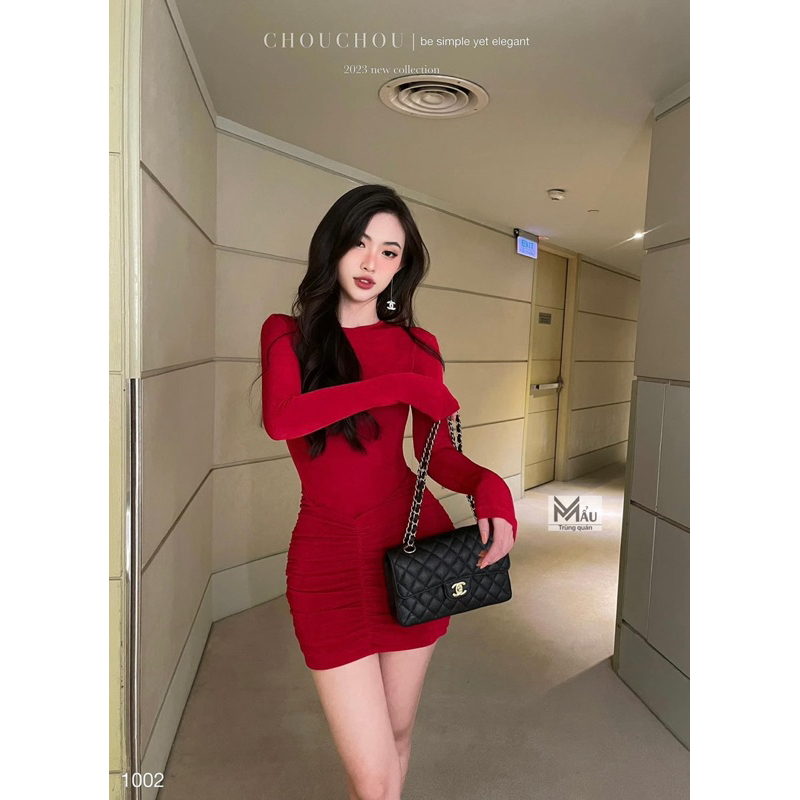 Đầm body nhúng kim cương rúm hông tôn dáng