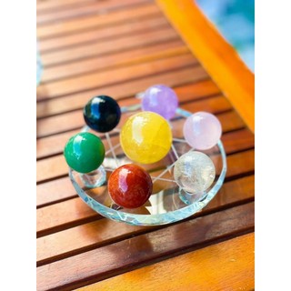 Đĩa Thất Tinh Trận Đồ đá thach anh, thất tinh thach anh - Đường Kính 10cm