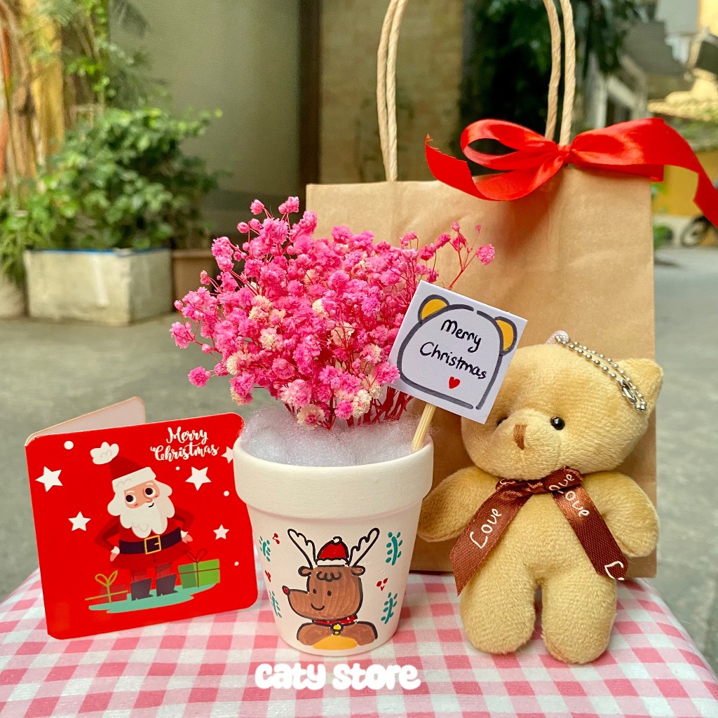 Cây thông Noel mini từ trái thông thật, quả thông trang trí, set quà tặng Giáng sinh, set quà tặng người yêu