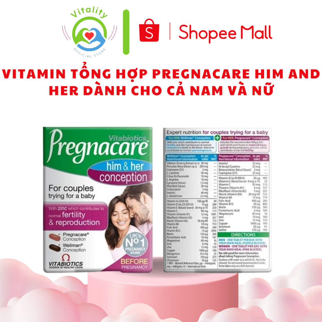 Vitamin tổng hợp Pregnacare Him and Her dành cho cả nam và nữ 60 viên