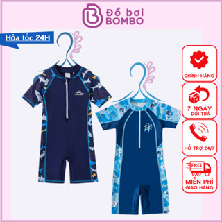  Đồ bơi bé trai liền thân tay ngắn phối hoạt hình cá mập - phi hành gia cho bé trai từ 9kg đến 36kg 