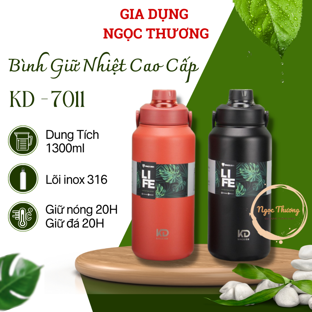 Bình Giữ Nhiêt AKADI KD-7011 Inox 316 Nắp Vặn Thông Minh Có Quai Xách Tiện Dụng Dung Tích 1300ml - Gia Dụng Thông Minh