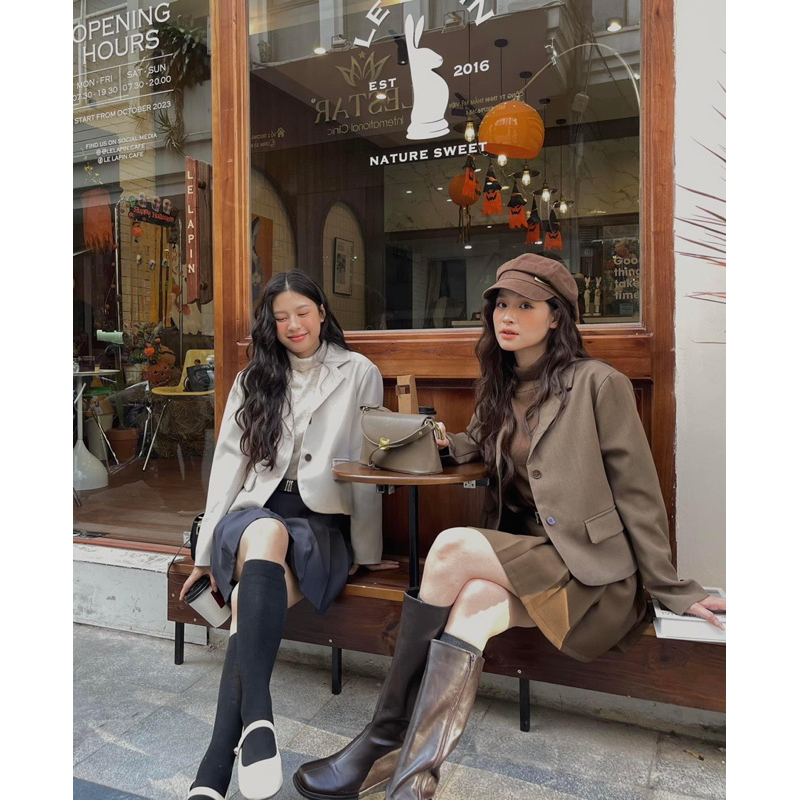 1138 ÁO BLAZER DÀI TAY HAI LỚP DÁNG LỬNG