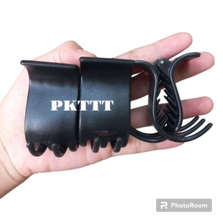 Conbo 4 cái Kẹp tóc 5 răng nhám màu đen nhựa mềm