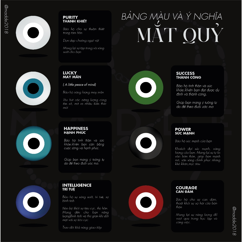 Vòng tay mắt quỷ phối màu mix theo yêu cầu / Evil Eye / Madde