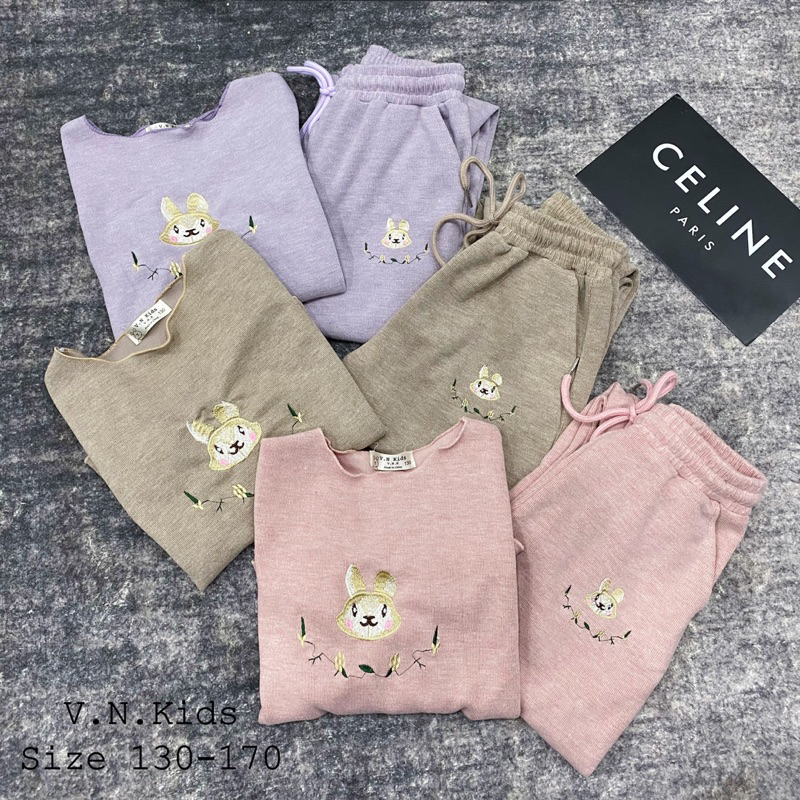 Bộ len lông thêu Thỏ kute xinh dã man cho Bé 18kg-44kg