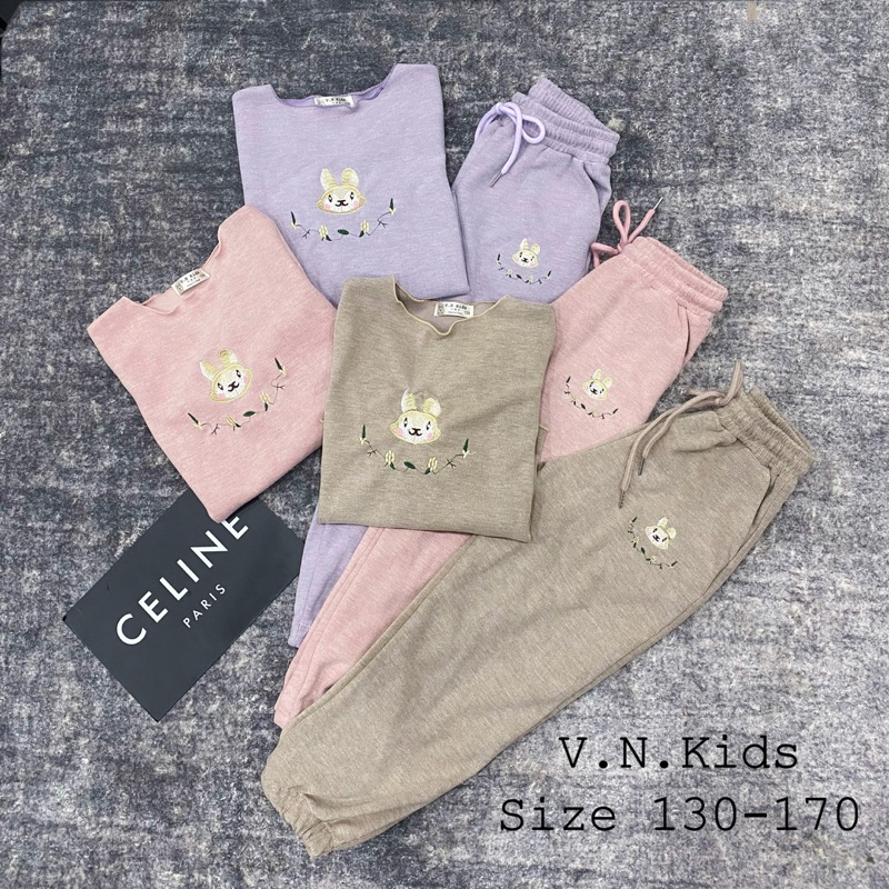 Bộ len lông thêu Thỏ kute xinh dã man cho Bé 18kg-44kg