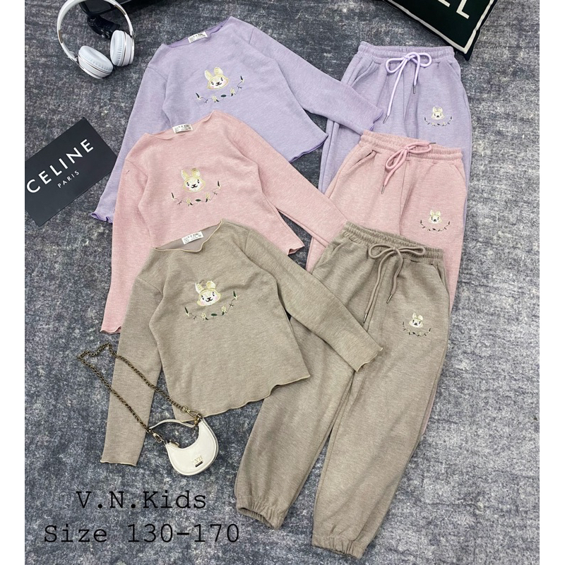 Bộ len lông thêu Thỏ kute xinh dã man cho Bé 18kg-44kg