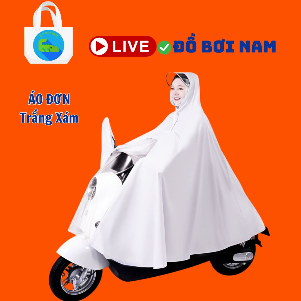 Áo mưa trùm đơn/đôi cao cấp dùng cho xe máy, kính chống mưa hắt dài đến gót chân