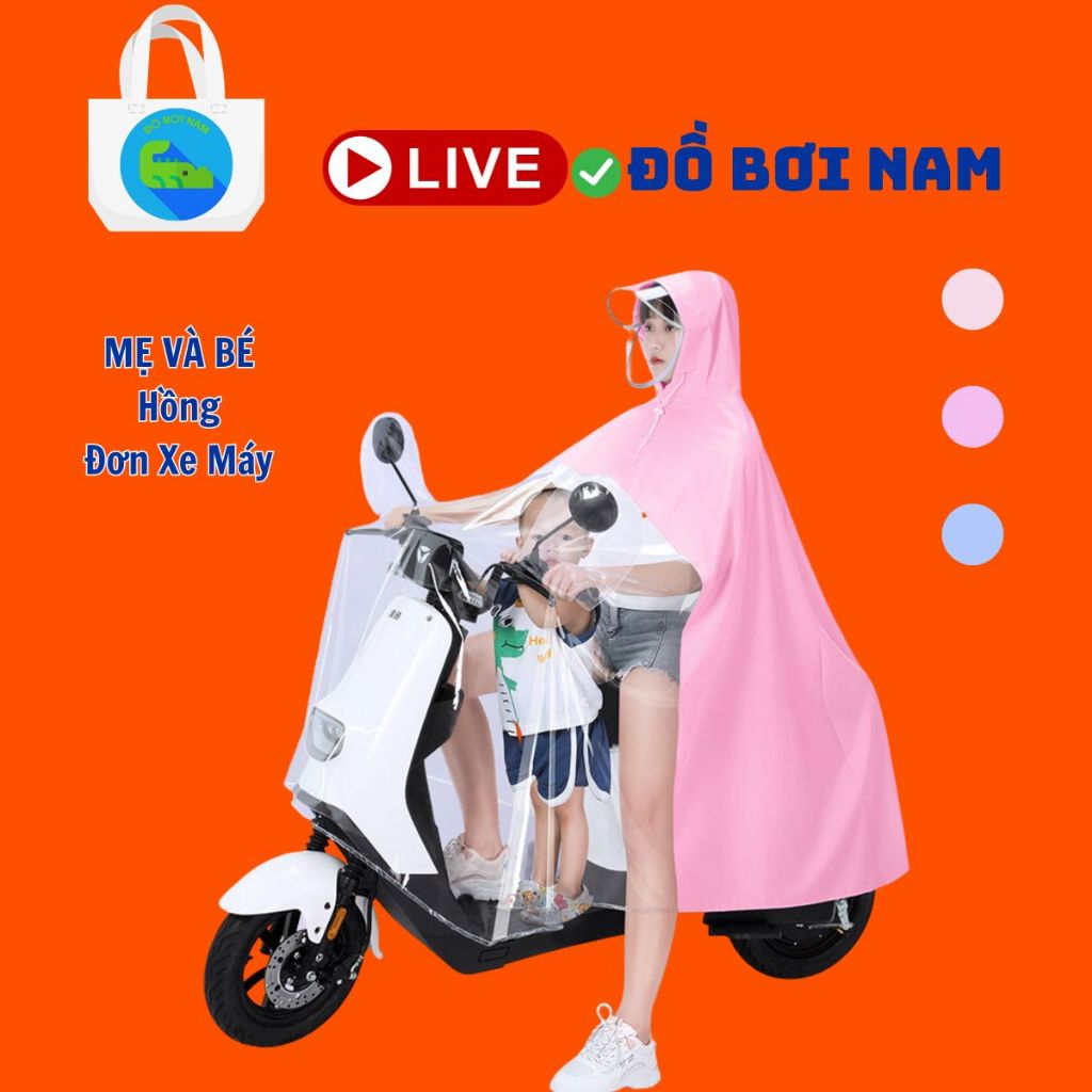 Áo mưa trùm đơn/đôi cao cấp dùng cho xe máy, kính chống mưa hắt dài đến gót chân
