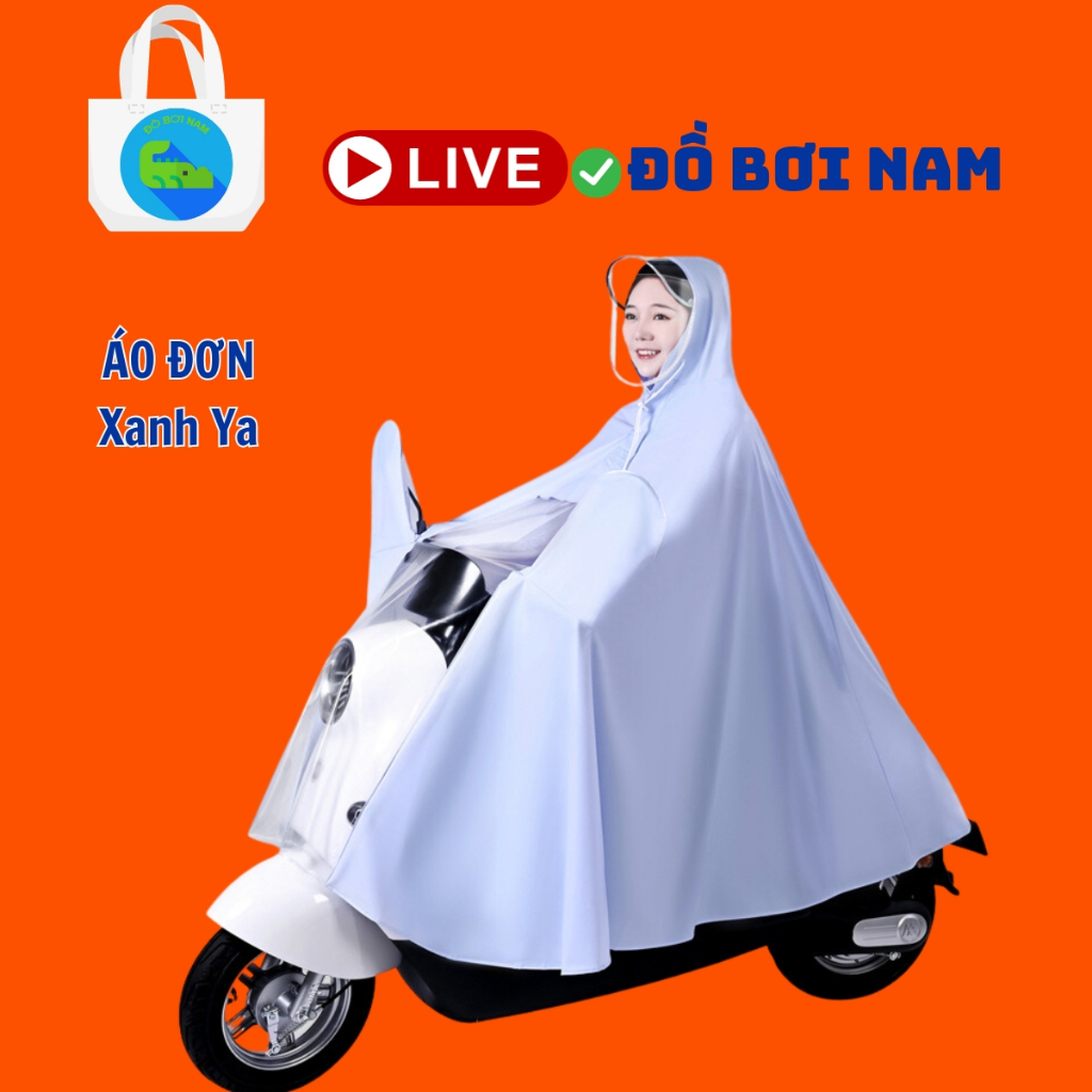 Áo mưa trùm đơn/đôi cao cấp dùng cho xe máy, kính chống mưa hắt dài đến gót chân