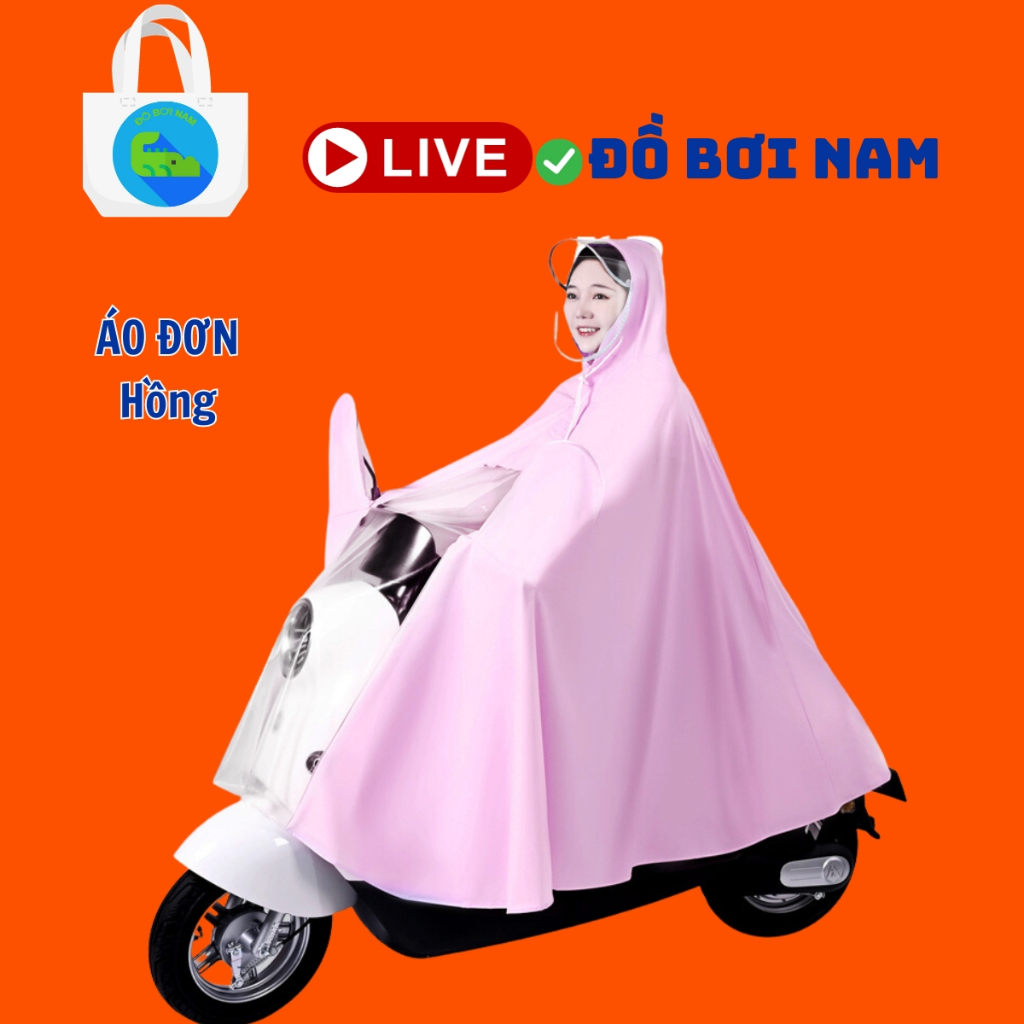 Áo mưa trùm 1 đầu dùng cho xe máy, kính chống mưa hắt, dài đến gót chân