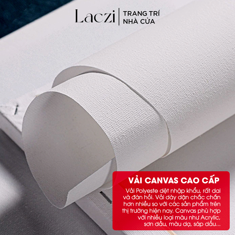 Toan Vẽ Tranh Sơn Dầu Vải Canvas Nhập Khẩu Cao Cấp Kèm Móc Và Đinh Treo Laczi - TV01