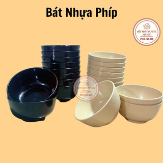 Bát nhựa phíp đen, nâu, trắng chịu nhiệt loại dầy đẹp nhựa Việt Nhật cao cấp, Bát ăn cơm