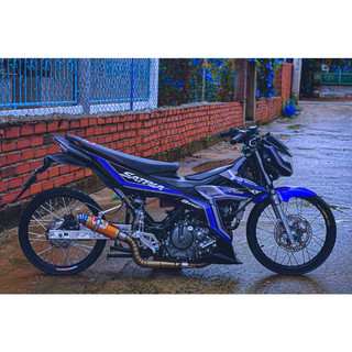 Tem rời Satria mẫu chế Y15 xe đen phối xanh candy