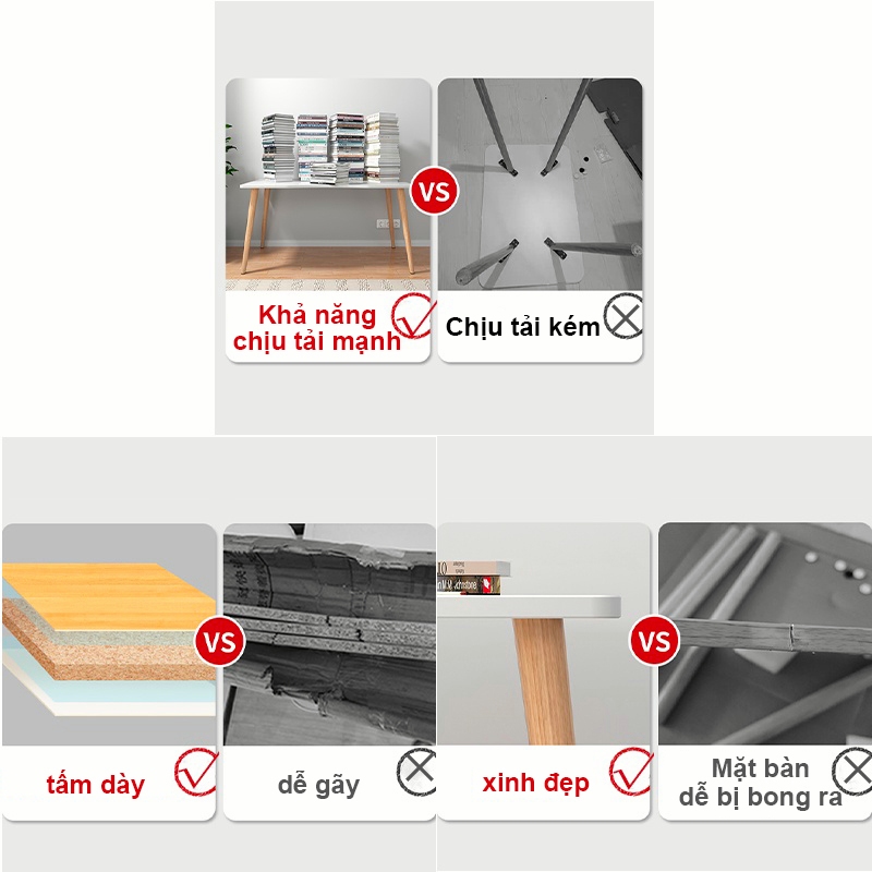 Bàn làm việc cách bắc âu mặt gỗ MDF chân gỗ sồi tự nhiêu | BigBuy360 - bigbuy360.vn