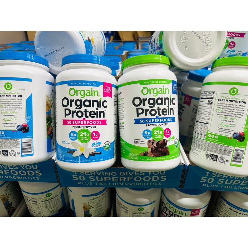 Bột Protein Orgain Organic Protein & Superfoods, probiotics Chocolate Mỹ 920Gr và 1.20Kg Hàng Bay Mỹ Date 2025
