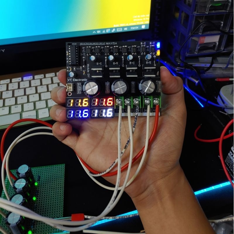 Mạch Cân Bằng Acquy/Pin Lithium Hệ 24/36/48V 15A KhôngHaoTổn