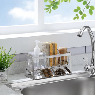 Khay inox304 để vật dụng rửa chén 2 tầng