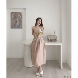 Đầm Hai Dây Tùng Xoè Basic Chuẩn Form   (ẢNH THẬT)