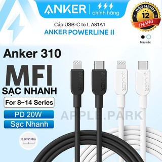 Cáp sạc nhanh Anker Type-C to L A81A1 0.9m / A81A2 1.8m Power Line Flow.Bảo Hành 12T