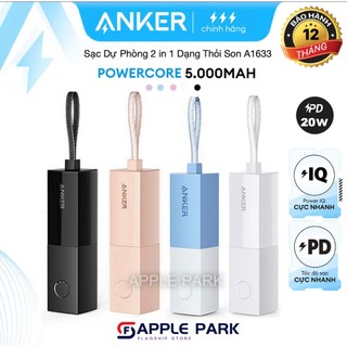 Sạc dự phòng kiêm củ sạc 2 in 1 A1633 PD 20W 5000mAh,1 Cổng Type C Sạc Nhanh PD 20W,Cho 15 Pro Max 14 Pro 13 12 11 Xs vv