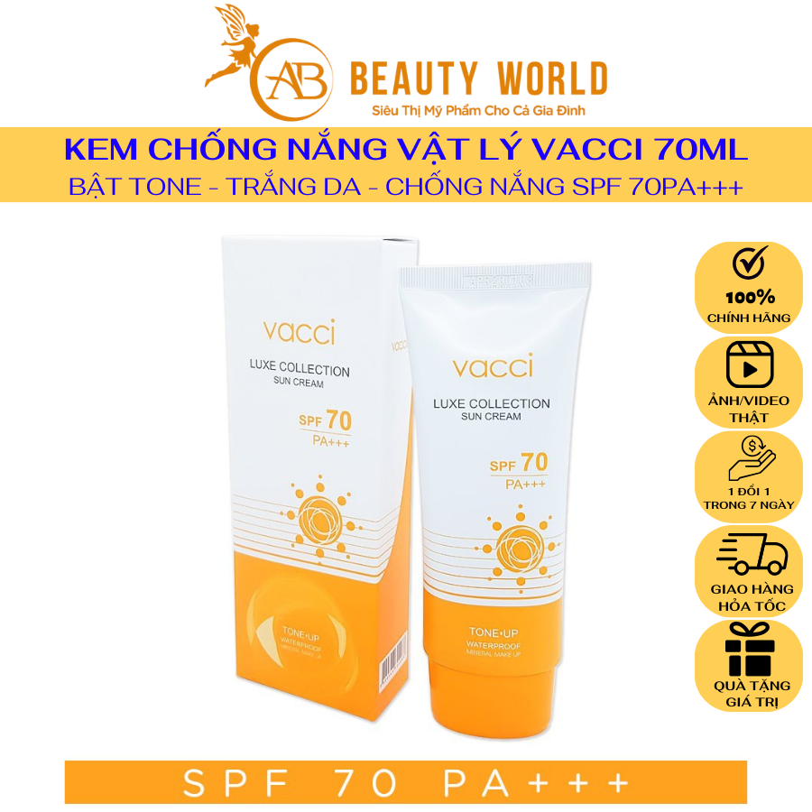 KEM CHỐNG NẮNG VACCI DÀNH CHO MẶT & TOÀN THÂN - LUXE COLLECTION SUN CREAM SPF70 PA++ - BẢO VỆ DA TỐI ƯU - NGĂN UVA/UVB