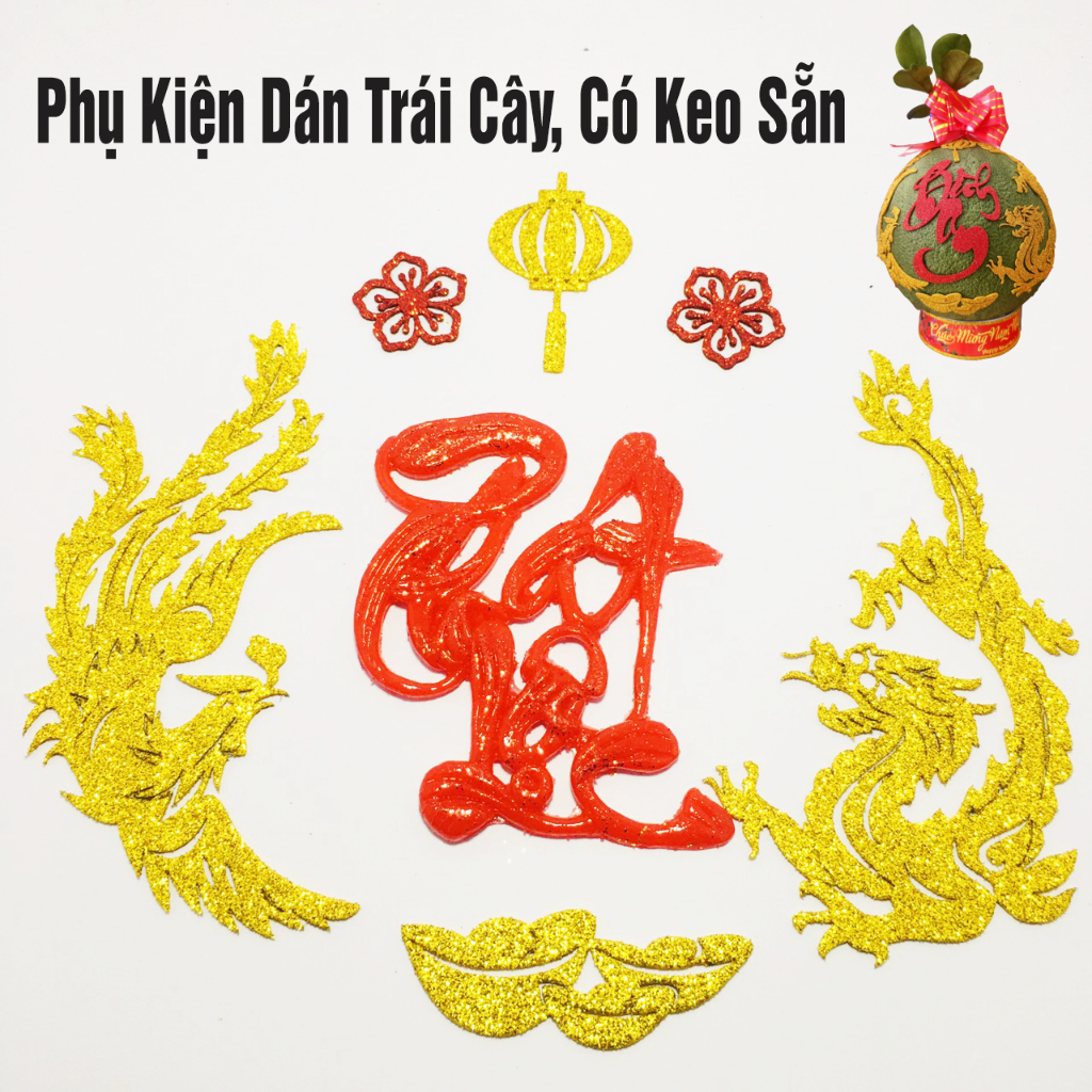 Combo phụ kiện dán trái cây, có keo sẵn (lưu ý sản phẩm chưa bao gồm chữ)