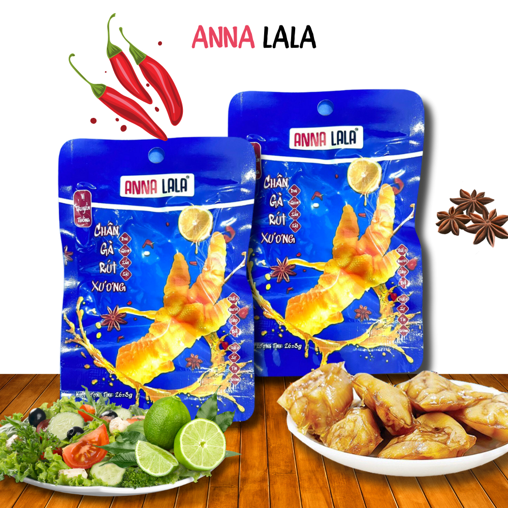Combo 20 cái chân gà rút xương Anna Lala-chân gà rút xương cay vị tương thơm tứ xuyên ăn liền