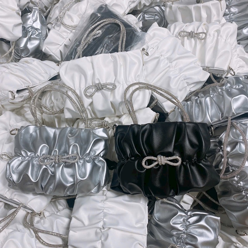 Túi Xách Nữ Túi Đeo Chéo Túi Cầm Tay Xếp Ly Phối Nơ Tiểu Thư QG Store