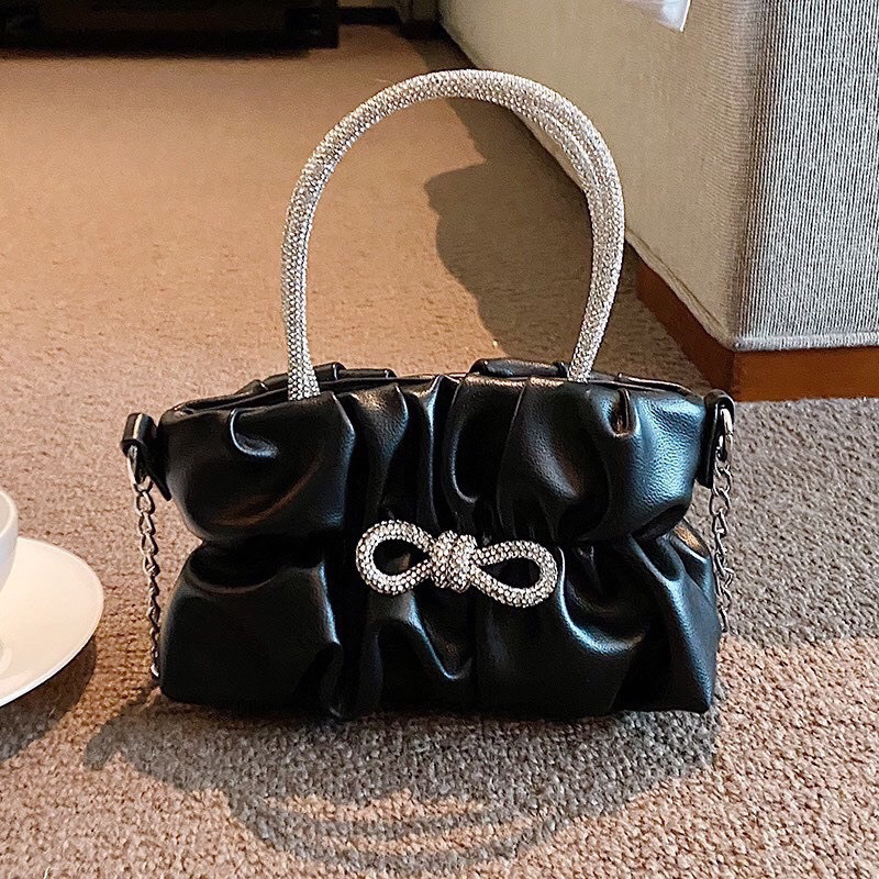 Túi Xách Nữ Túi Đeo Chéo Túi Cầm Tay Xếp Ly Phối Nơ Tiểu Thư QG Store