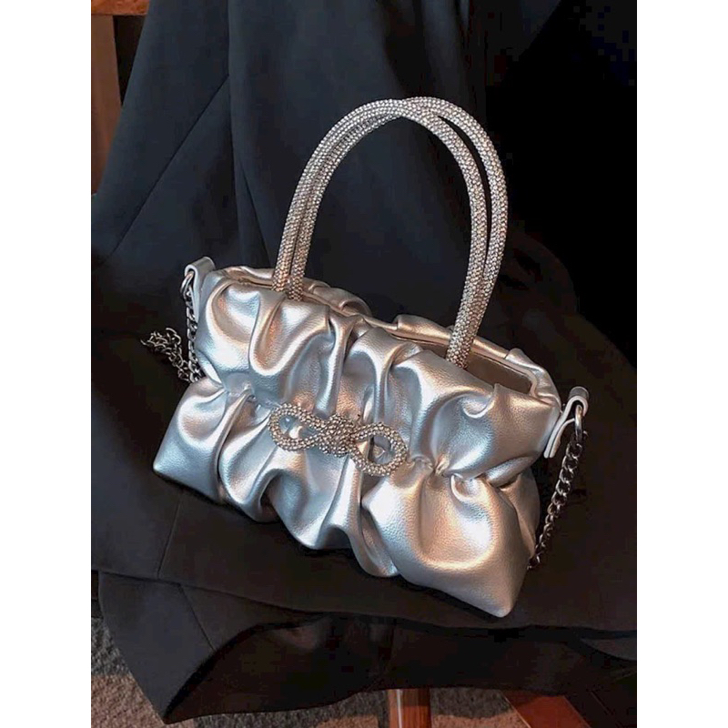 Túi Xách Nữ Túi Đeo Chéo Túi Cầm Tay Xếp Ly Phối Nơ Tiểu Thư QG Store