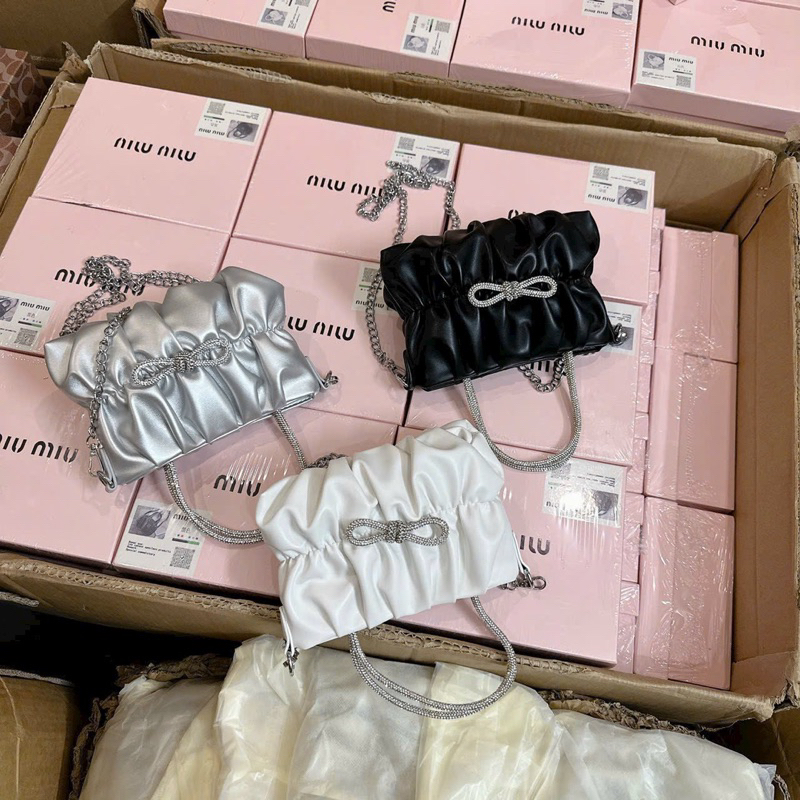 Túi Xách Nữ Túi Đeo Chéo Túi Cầm Tay Xếp Ly Phối Nơ Tiểu Thư QG Store