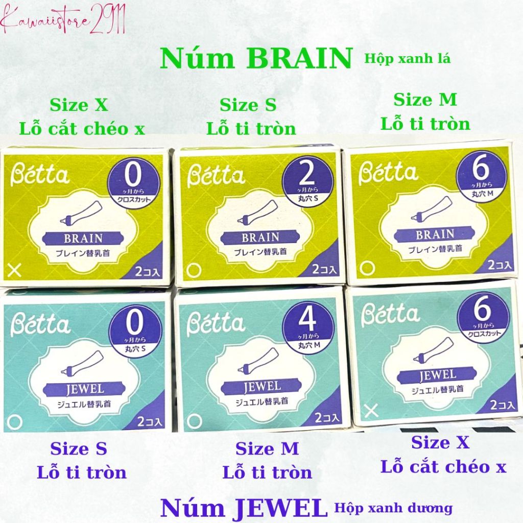 Núm ti thay thế BÉTTA chính hãng cổ hẹp/ cổ rộng - Hộp/ lẻ JEWEL/ BRAIN
