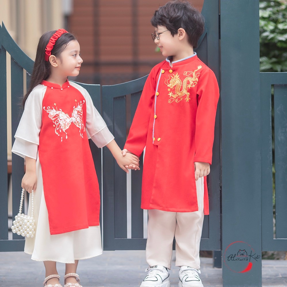 Áo dài tết cho bé, áo dài cách tân bé gái, áo dài bé trai hàng thiết kế giá tận xưởng