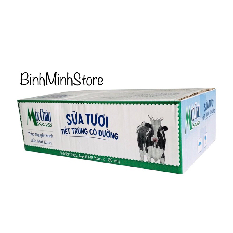 Thùng 48 Hộp Sữa Tươi Mộc Châu 180ml Có Đường/Hương Dừa